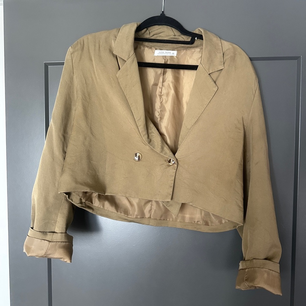 12th Tribe Khaki Cropped Blazer